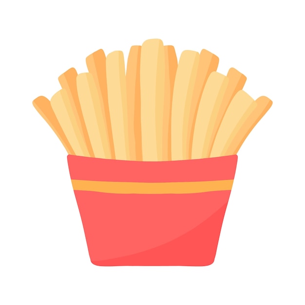 French fries French fries in a red box Vector illustration in cartoon style Fast food Street food Potato snack