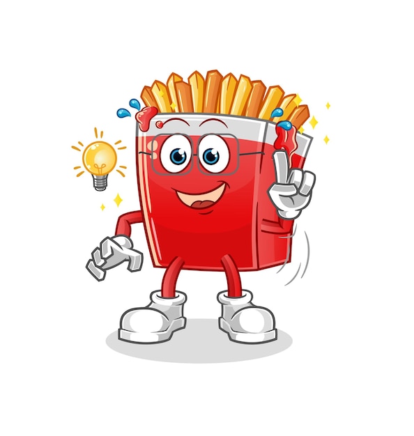 French fries got an idea cartoon. mascot vector