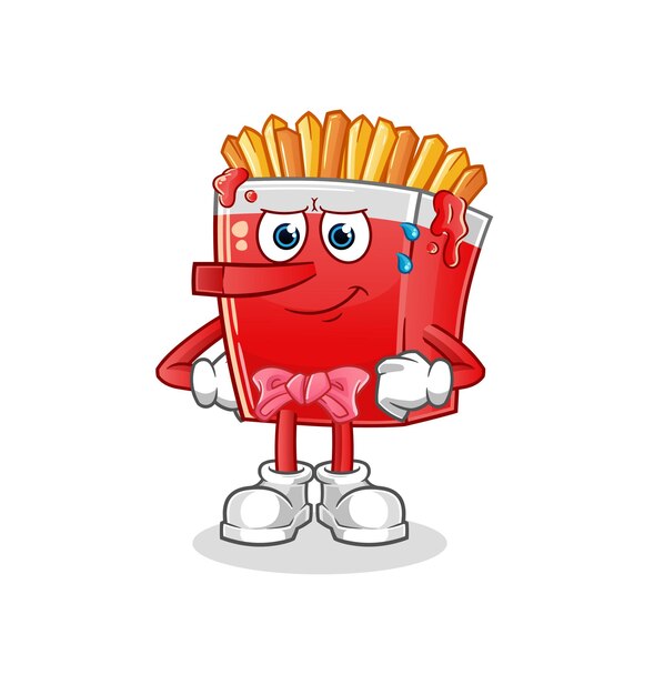 French fries lie like Pinocchio character. cartoon mascot vector