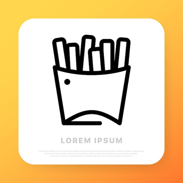 French fries line icon Deep fried potatoes Fast food concept Line icon style Vector line icon for Business and Advertising