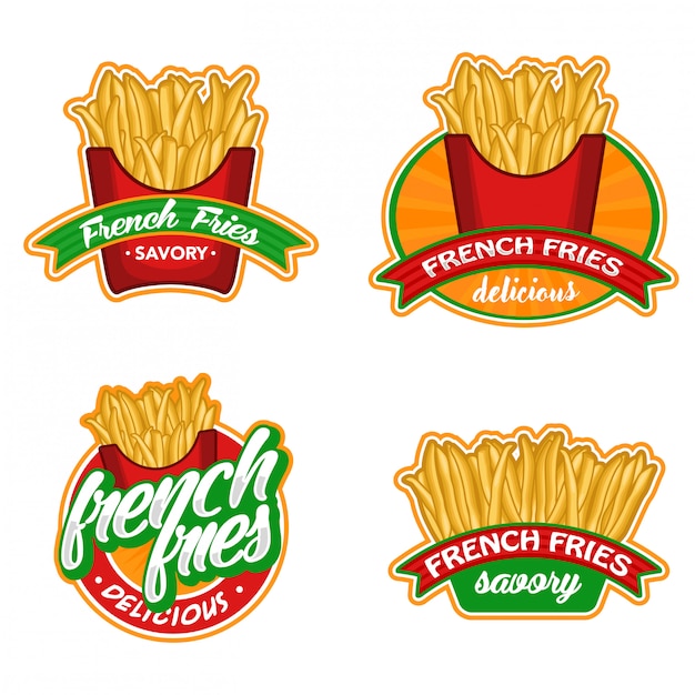 french fries logo stock vector set