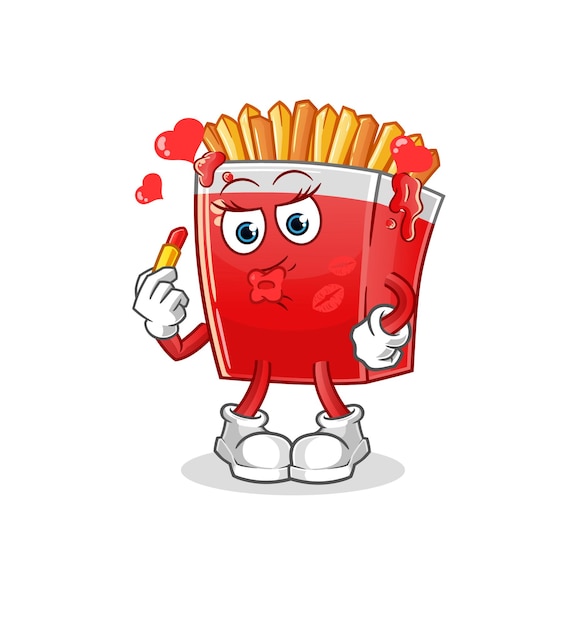 French fries make up mascot. cartoon vector