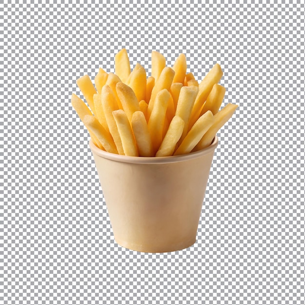 Vector french fries in a paper cup on a transparent background