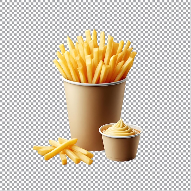 Vector french fries in a paper cup on a transparent background