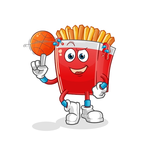 French fries playing basket ball mascot. cartoon vector