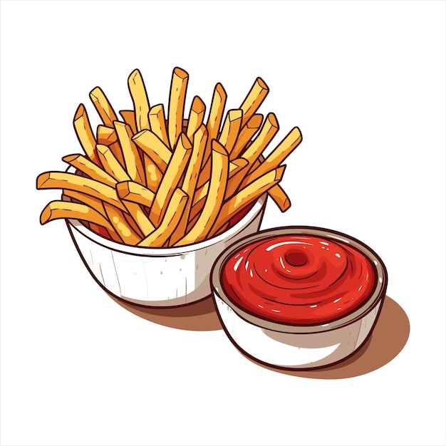 French fries potato tasty fast street food in red paper box vector