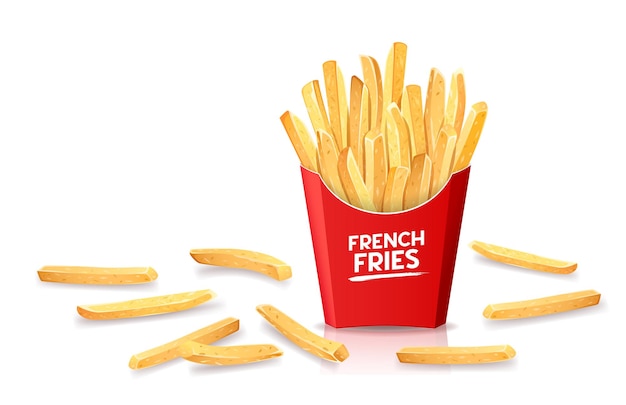 French fries in red box and dropped outside the box