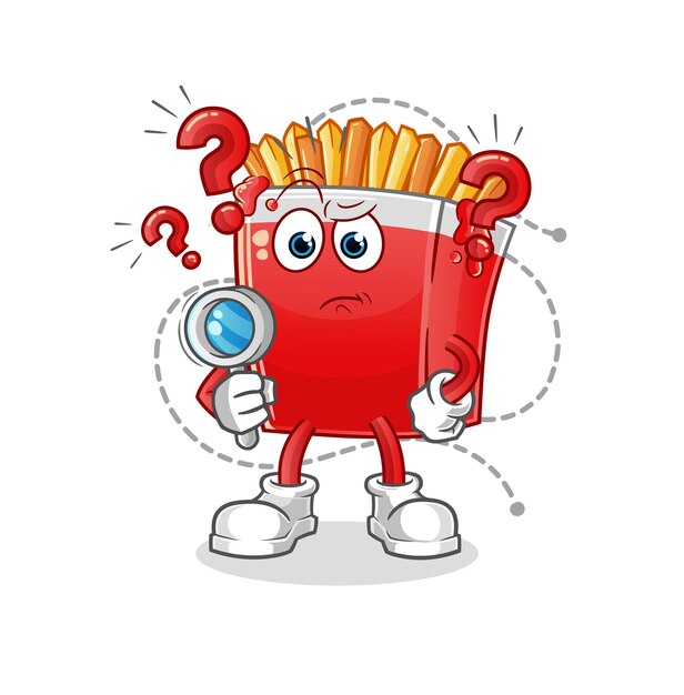 French fries searching illustration. character vector