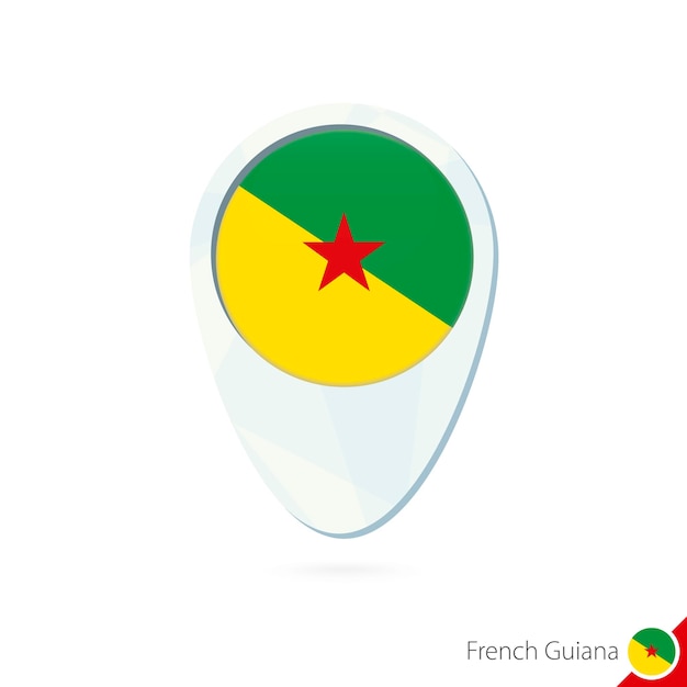 French Guiana flag location map pin icon on white background