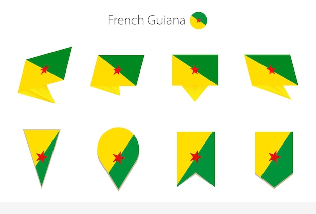 French Guiana national flag collection eight versions of French Guiana vector flags