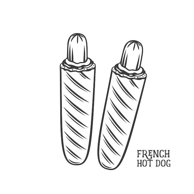 French hot dog fast food outline icon