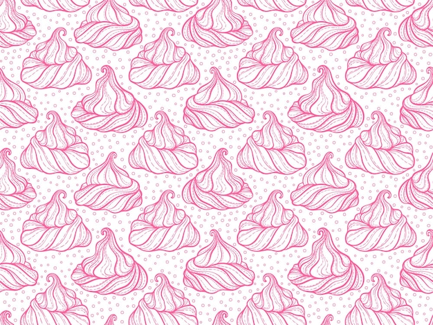 French meringue cookies seamless pattern Doodle decorative hand drawn vector illustration