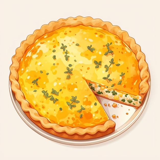 Vector french quiche lorraine and savory tart