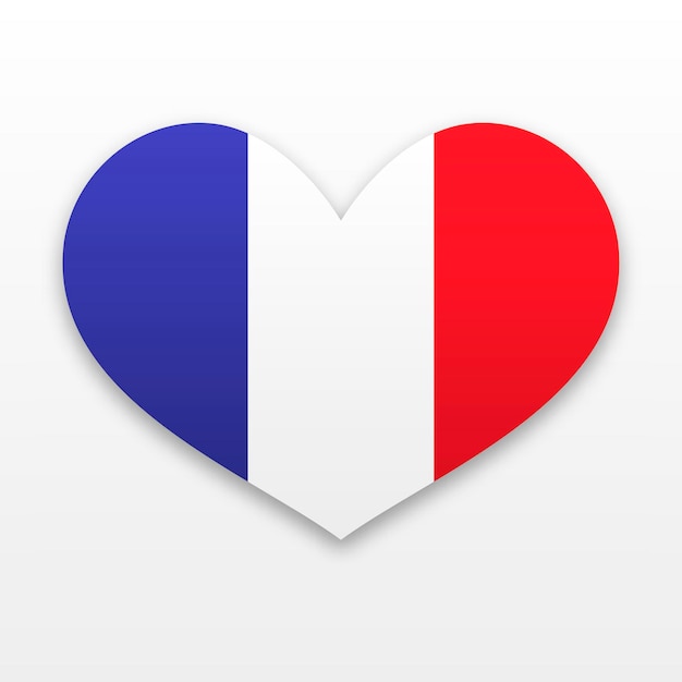 French symbol heart flag country France love city Paris design sign emblem icon background national patriotic travel banner button Vector illustration