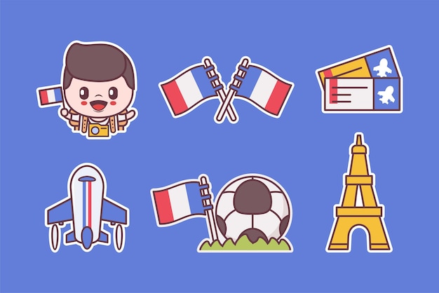 French tourism element vector collection