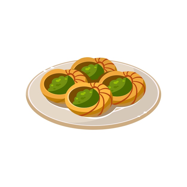 French Traditional Snail Dish. Vector Illustration Appetizing dishes collection