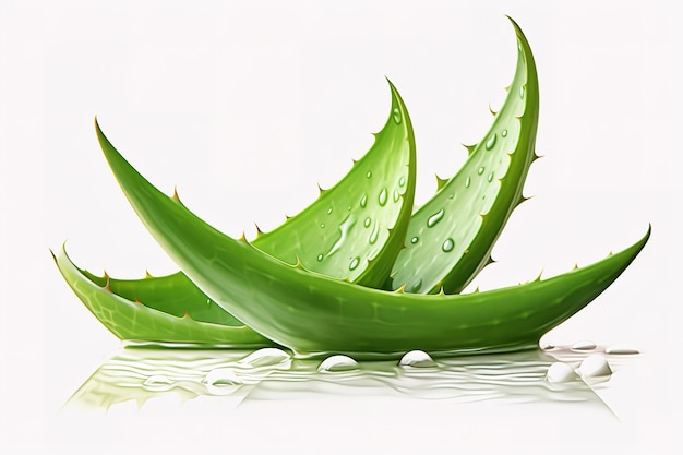 Fresh aloe vera leaves on white backgrouds