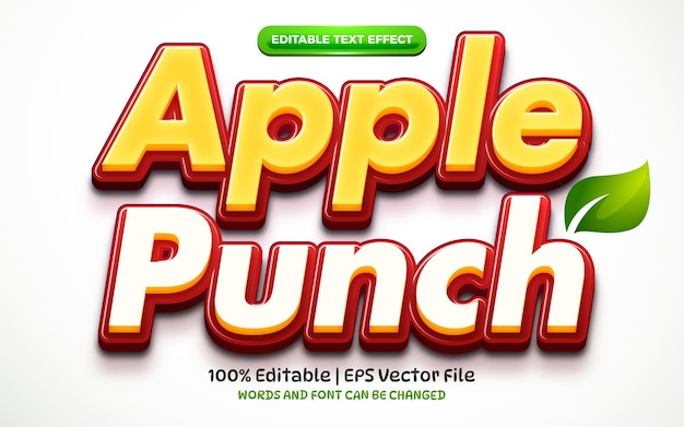 Fresh apple juice 3d logo template editable text effect style