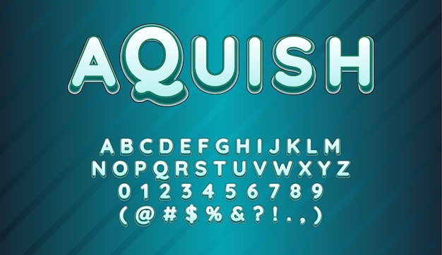 Fresh Aqua 3D Alphabets Numbers Set