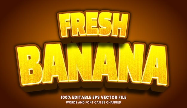 Fresh banana 3d editable text style effect