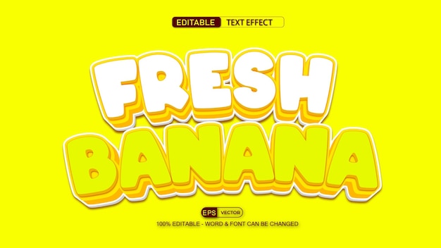 Fresh Banana Editable Text Effect Vector 3d style