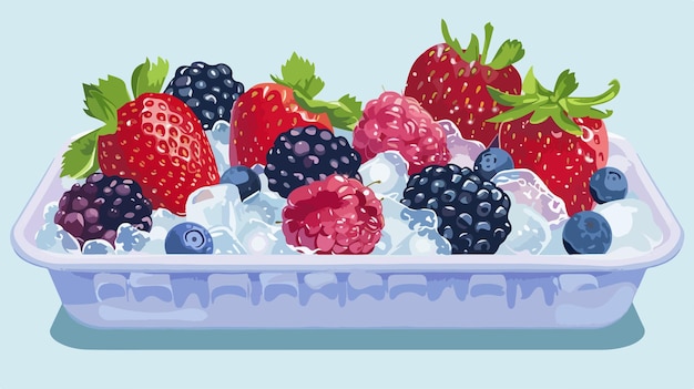 Vector fresh berries in ice tray on light background vector illustration