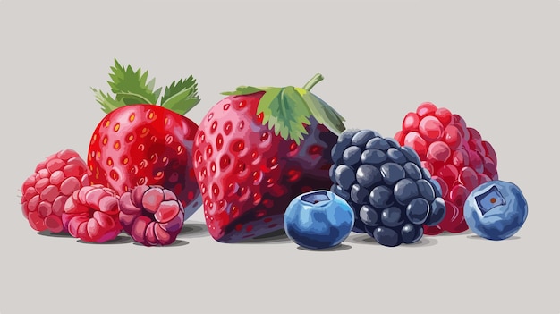 Fresh Berry Composition on Grey Background