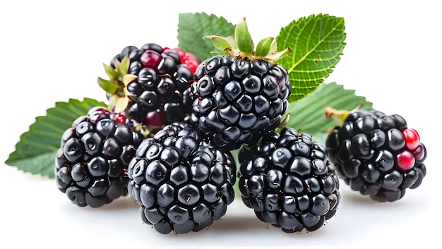 Fresh Blackberries Juicy and Ripe Blackberries on Green Leaves