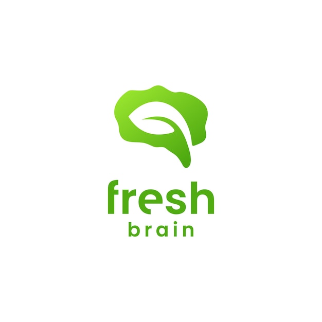 Fresh brain or mind logo Creative abstract brain with leaf design