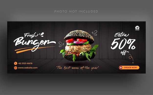 Vector fresh burger promotion social media facebook cover banner template