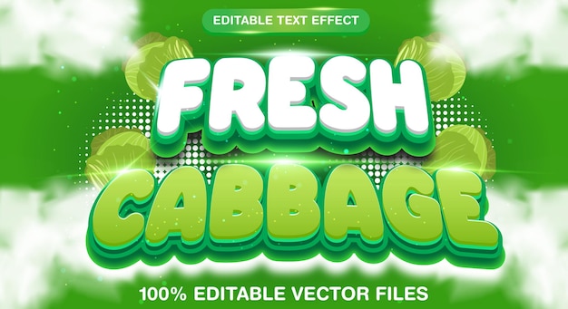 Fresh Cabbage 3d editable text effect Template suitable for sweet food menu themes