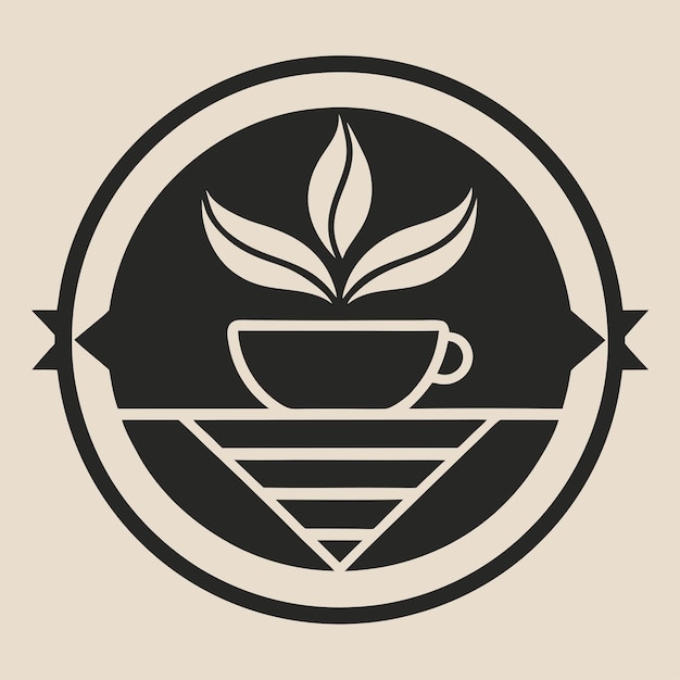 fresh cafe line art logo design vector art and illustration