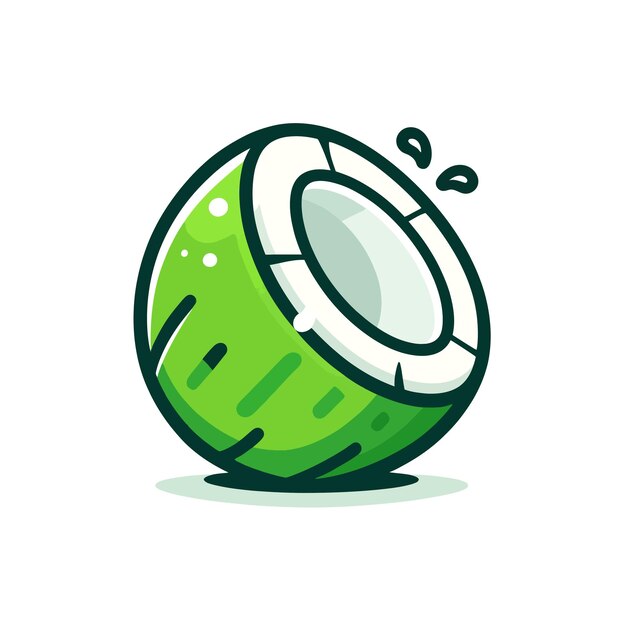 Vector fresh coconut fruit cartoon in flat design style