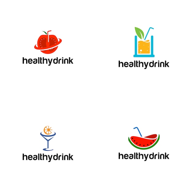 Fresh and Colorful Healthy Drink Logo Template