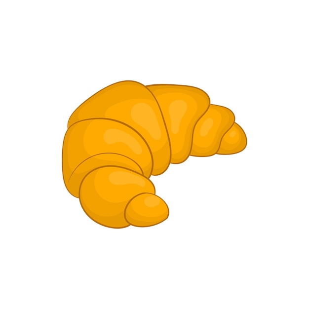 Fresh croissant icon in cartoon style isolated on white background