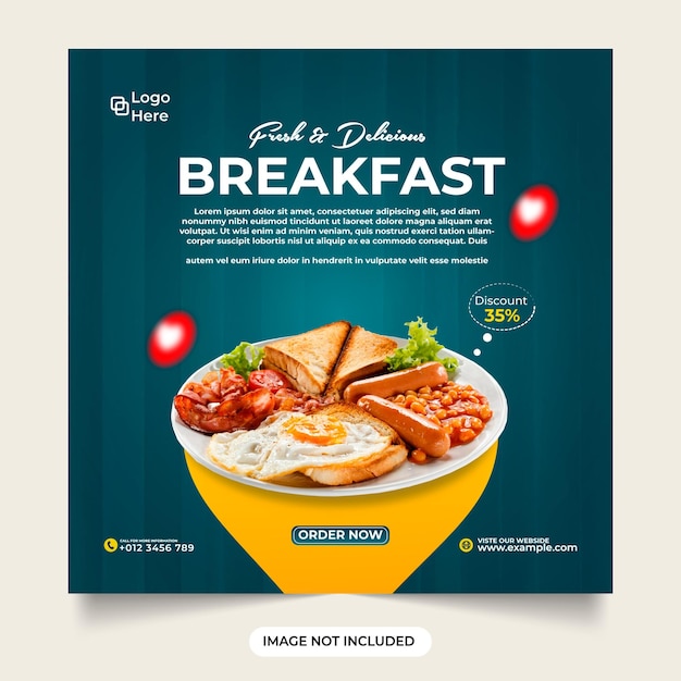 Fresh and delicious breakfast social media post Special food social media banner template