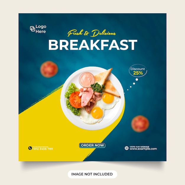 Fresh and delicious breakfast social media post Special food social media banner template