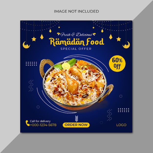 Fresh and delicious Ramadan food social media post design template