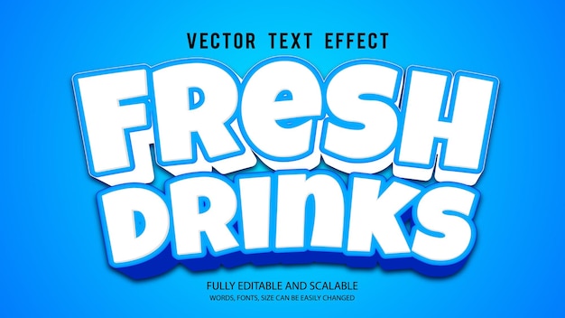 Fresh Drink 3d Editable Text Effect Vector With Cute Background