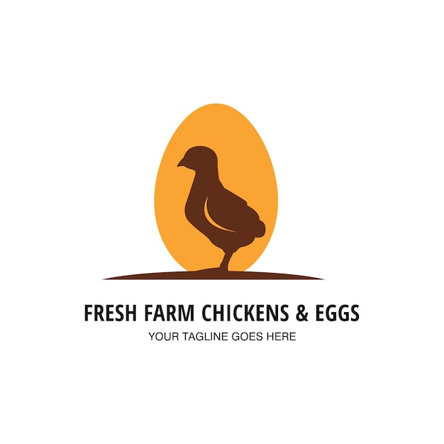 Vector fresh farm baby chickens vector logo design template