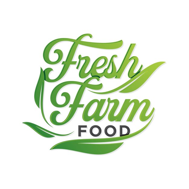 Vector fresh farm food letter text typography for food industry