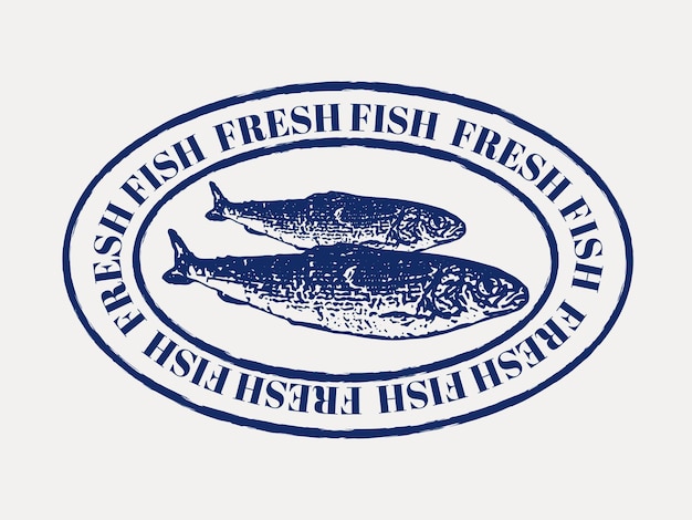 Fresh Fish Logos, Labels and Design Elements. Fish sticker vintage retro style