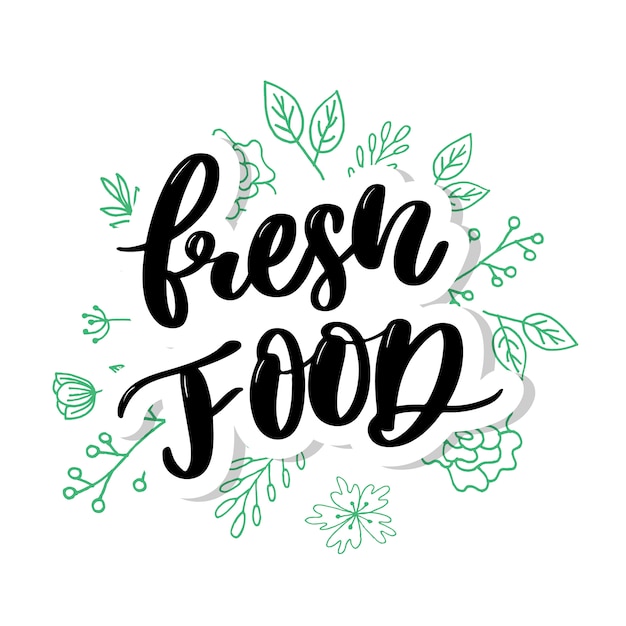 Fresh food lettering calligraphy Rubber Stamp green