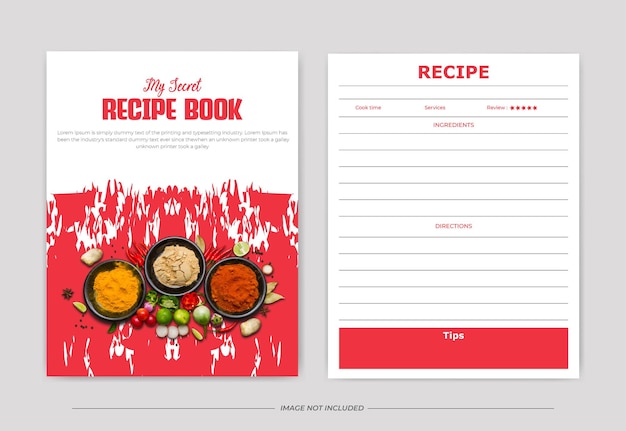 Vector fresh food recipe book design template for cookbook