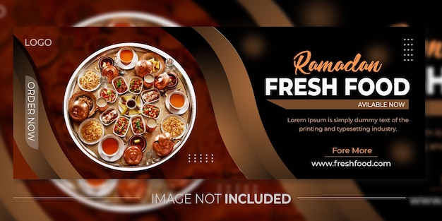 Fresh food social media cover design template for business