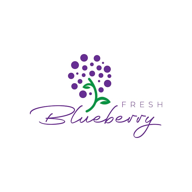 Vector fresh fruit blueberry feminine flat simple shape logo design vector icon illustration