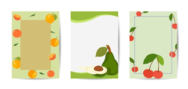 Vector fresh fruit flat design style vector cover illustration