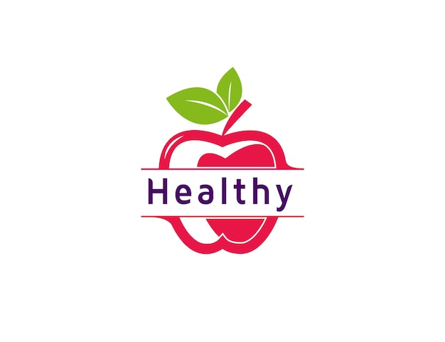 Fresh fruit healthy apple logo illustration