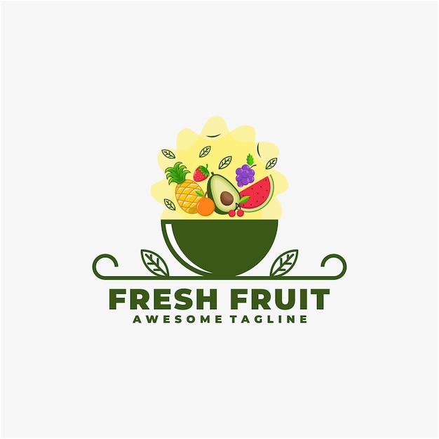 Fresh fruit logo design vector flat color