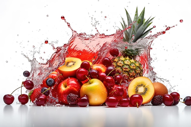 Fresh fruit water splash vector art illustration on white background